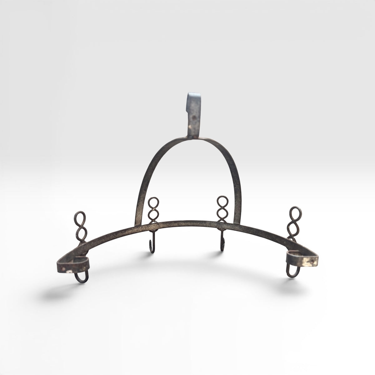A Vintage Half-Round Pot Rack with Hooks