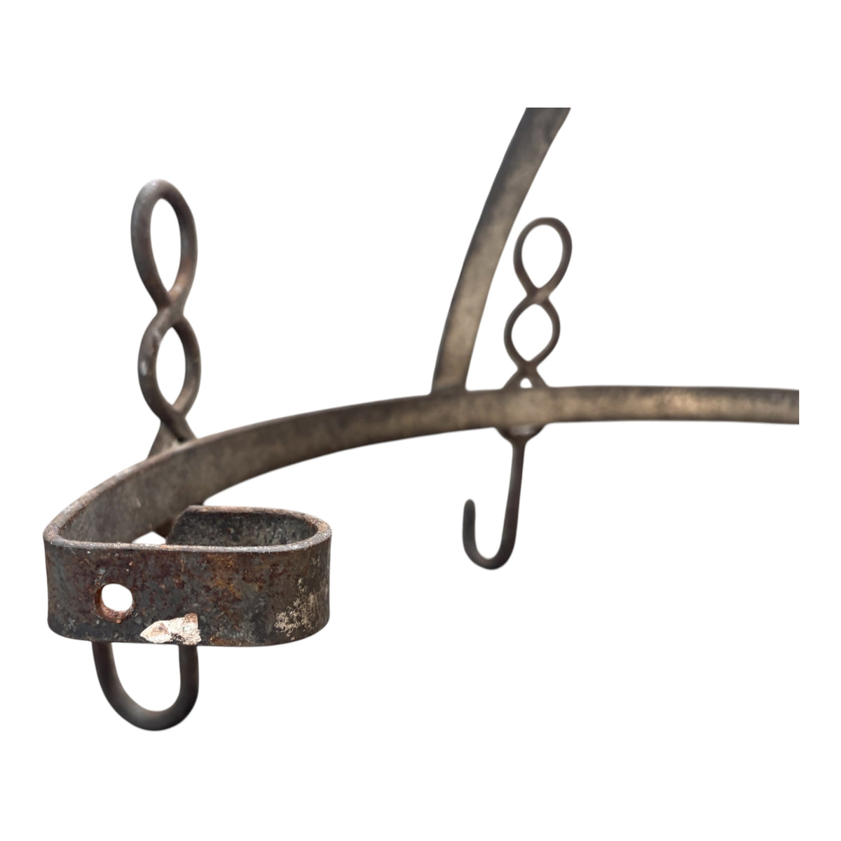 A Vintage Half-Round Pot Rack with Hooks