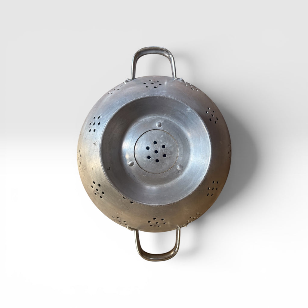 A Large Vintage Metal Colander with Twin Handles