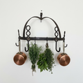 A Vintage Half-Round Pot Rack with Hooks